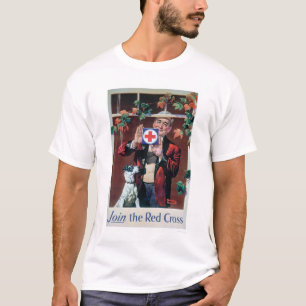 Gå med Röda koret - man med hunden (US00292) Tee
