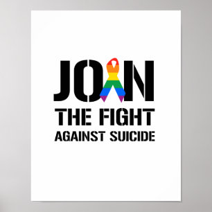 Gå med slagsmål mot glatt självmord poster