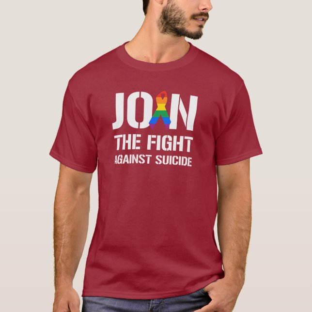 Gå med slagsmål mot LGBT-självmord Tee Shirt (Framsida)