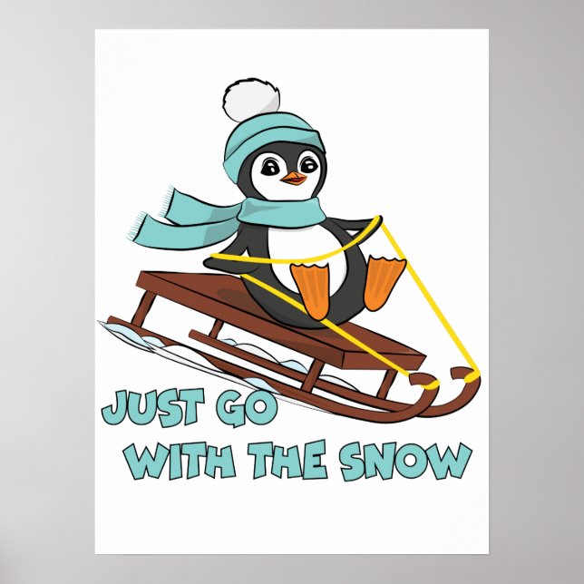 Gå med Snö-ledd cute Penguin-vinter Poster (Framsidan)