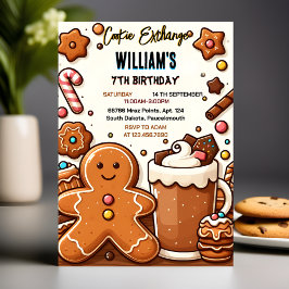 Gå med söt mat Kids Cookie Exchange 7:e-födelsedag Inbjudningar