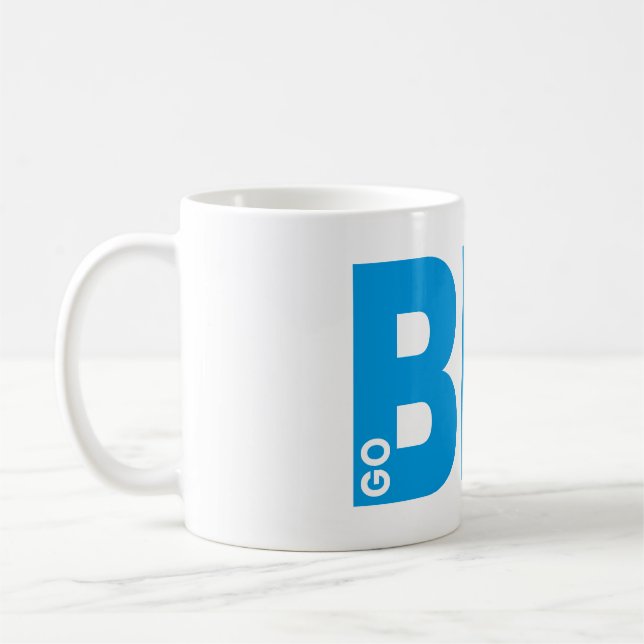 Gå med stor motivation, citat Blue Kaffemugg (Vänster)