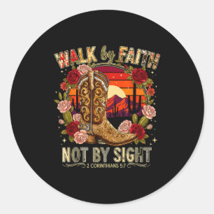 Gå Med Tro Inte Syn 2 Korinthierbrevet 5_7 T-Shirt Runt Klistermärke