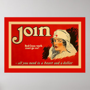 Gå med ~-vintagesjuksköterskan WW1 Poster