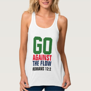 GÅ MOT FLOW-kristna T-shirts Linne Med Racerback