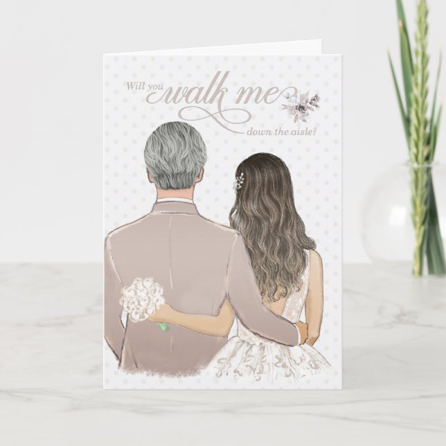 Gå ner till Aisle Bröllop Far och Bride Kort (Framsida)