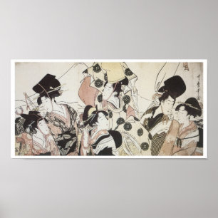 Gå ner till Öster, Utamaro, 1795 Poster