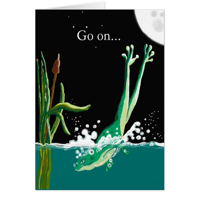 Gå nu, ta språnget! hälsningskort (Framsidan)