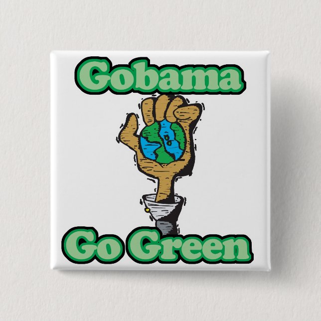 Gå Obama Go Green Knapp (Framsida)