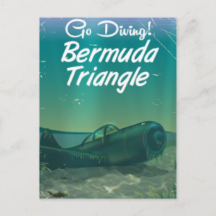 Gå och dyka! Bermuda triangelreseaffisch Vykort