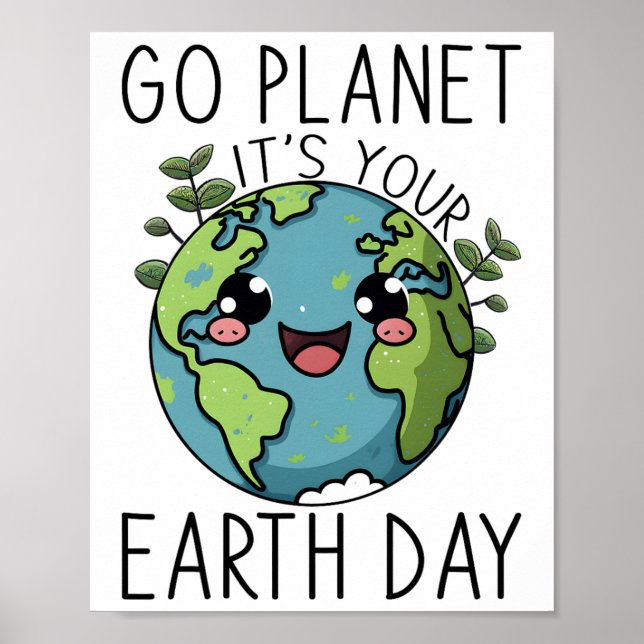 Gå och plantera din jorddagslärare Kids Cute Öar Poster (Framsidan)