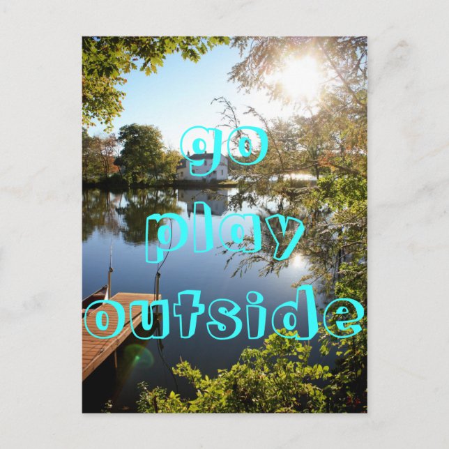 gå och spela utanför vykort (Framsida)