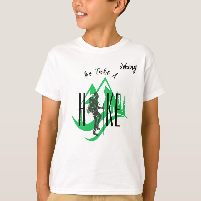 "Gå och ta en hike"-Anpassadet. T Shirt (Framsida)