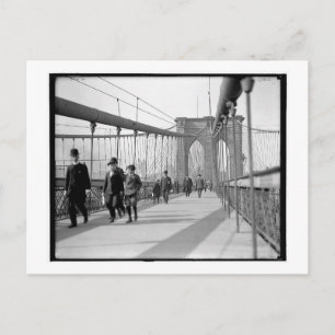 Gå över Brooklyn Bridge, NY Vintage Vykort
