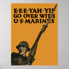 Gå över med amerikanska marinsoldater - WWI Poster