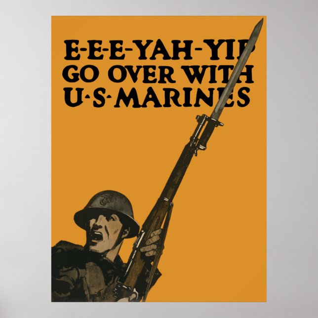 Gå över med amerikanska marinsoldater - WWI Poster (Framsidan)