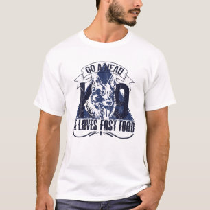 Gå över Springa Kärlek Fast Food German Shepherds  T Shirt