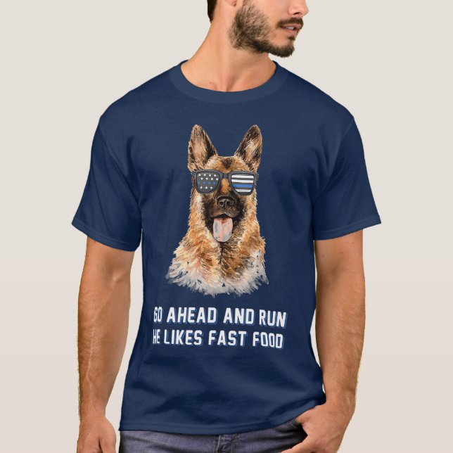 Gå över Springa och han gillar snabbmatsfonen K9-e T Shirt (Framsida)
