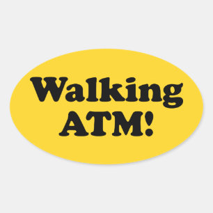 Gå på ATM! Ovalt Klistermärke