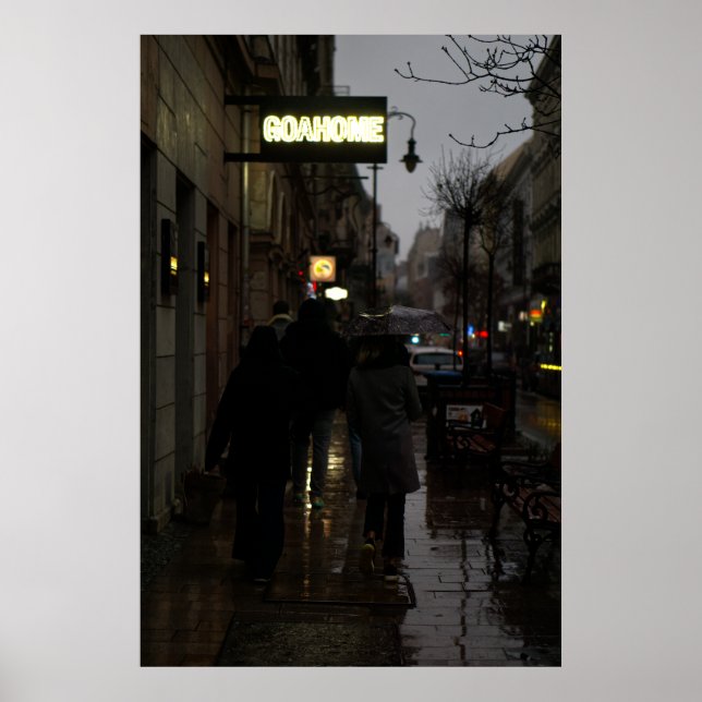 Gå på en regnkväll poster (Framsidan)