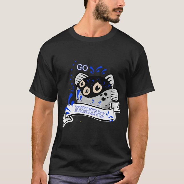 Gå på fiskedag t shirt (Framsida)