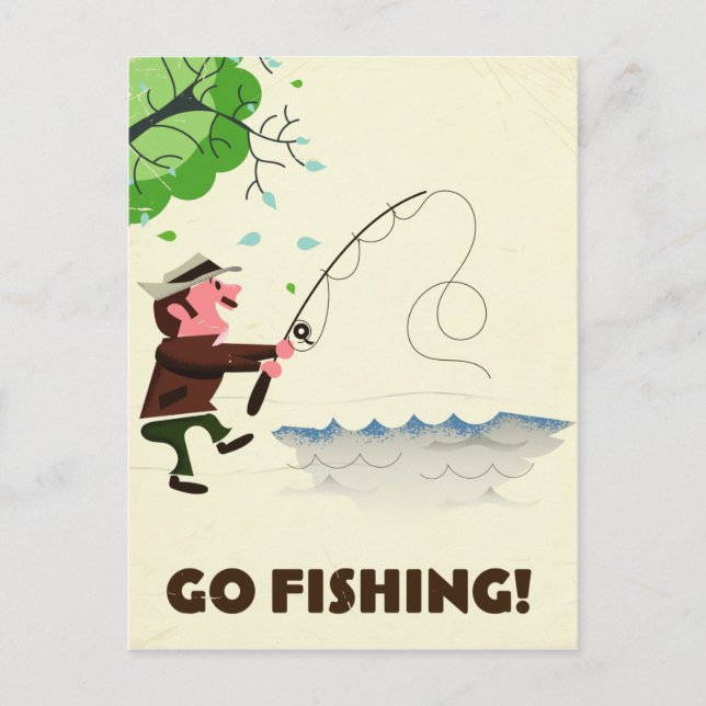 Gå på fisketur. vykort (Framsida)