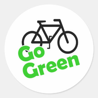 gå på grön cykel runt klistermärke
