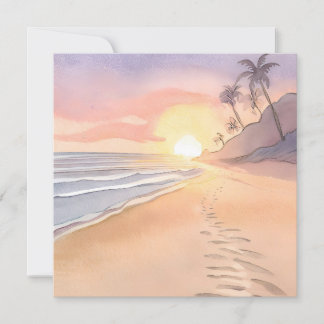 Gå på stranden | Hav Aquarell Platt Kort