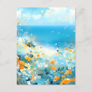 Gå på stranden vykort