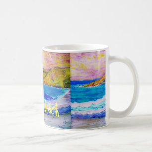 gå på strandkonsten kaffemugg