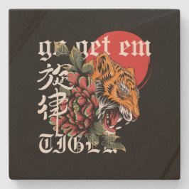 Gå På Tiger | Japansk Tiger Motiverande Gåva Stenunderlägg