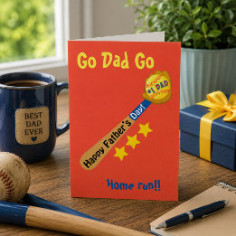 Gå pappa gå Glad fars dag Baseboll homerun Kort