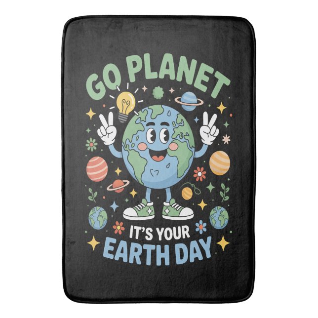 Gå Planet Det Är Din Jordens Dag Badrumsmatta (Framsidan (Vertikal))