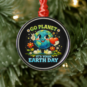 Gå Planet Det är din jordens dag grön Julgransprydnad Metall