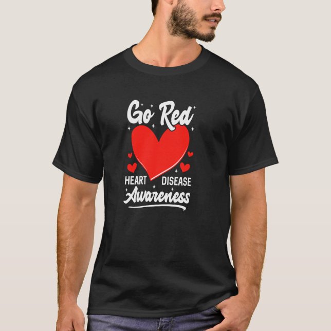 Gå röd för kvinnors hjärtsjukdom - medvetandegrad  t shirt (Framsida)
