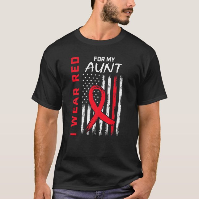 Gå röd för Moster Heart Disease Awareness American T Shirt (Framsida)