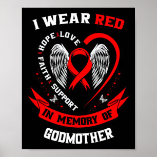 Gå Röd Till Minne Av Gudmor Hjärtsjukdom Medvetenh Poster