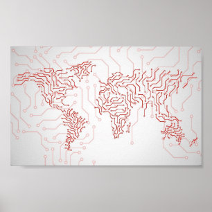 Gå runt stiger ombord världskartan poster