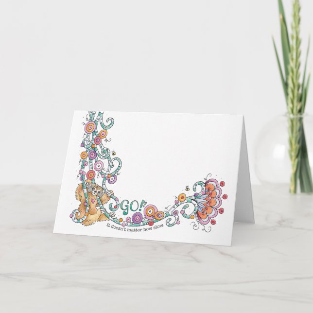 Gå! Sloth with Jungle Vines Kort (Framsida)