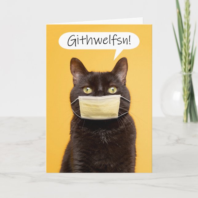 Gå snart och prata med katten genom Ansikte-mask Helgkort (Framsida)