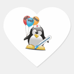 Gå snart. Penguin Nurse. Hjärtformat Klistermärke