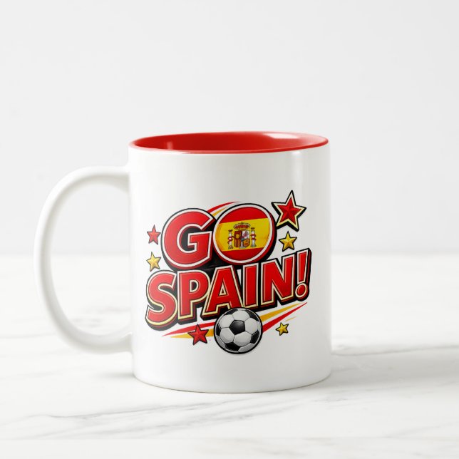 GÅ SPANIEN Fotbollsfanmugg | Patriotisk Spanien Fo Två-Tonad Mugg (Vänster)