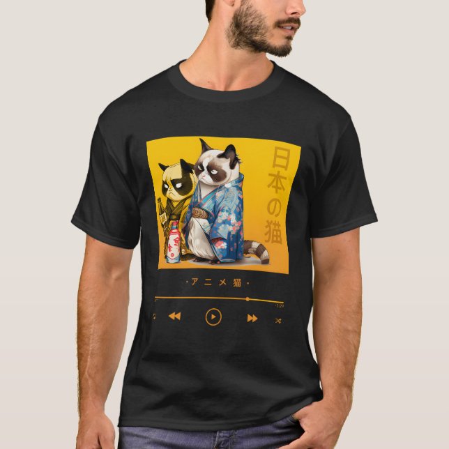 Ga-Stil-katt i Kimono Attire T Shirt (Framsida)