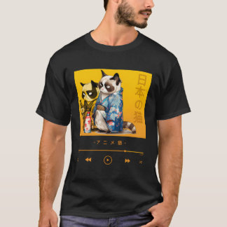 Ga-Stil-katt i Kimono Attire T Shirt