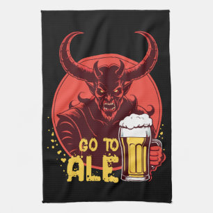 Gå till Ale - Satan Drinking Beer Kökshandduk