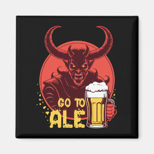 Gå till Ale - Satan Drinking Beer Magnet