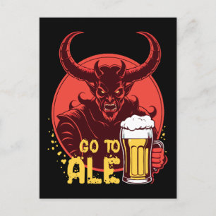 Gå till Ale - Satan Drinking Beer Vykort