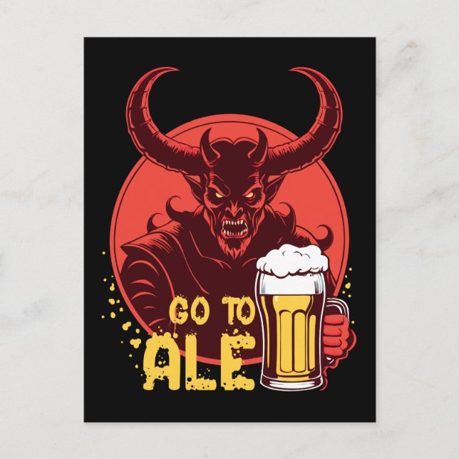 Gå till Ale - Satan Drinking Beer Vykort (Framsida)