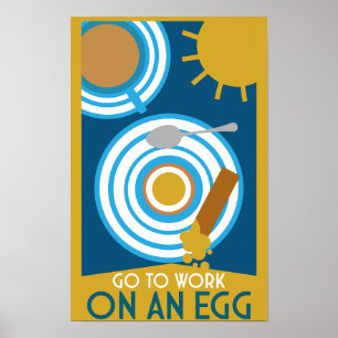 Gå till arbetet med en äggväggskonst poster