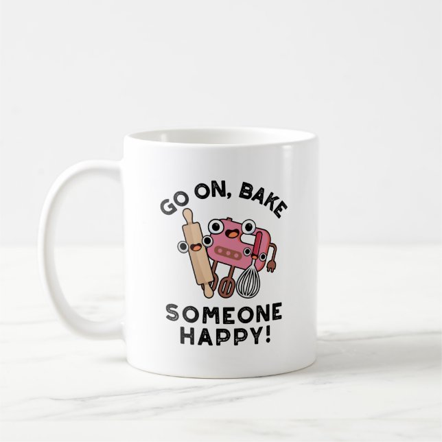 Gå till Bake Någon Lycklig Funny Baker Verktyg Pun Kaffemugg (Vänster)